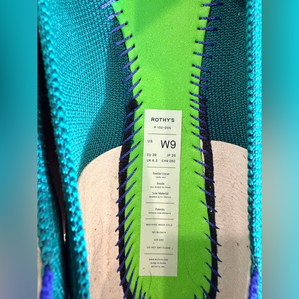Rothy's Teal Flats with Blue Accents size 9 - Picture 3 of 7